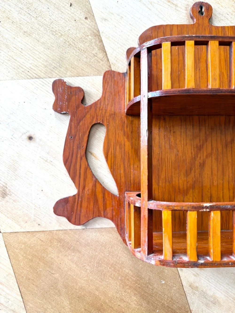 MCM Wood Wall Shelf Vintage Folk Art Mid Century Decor